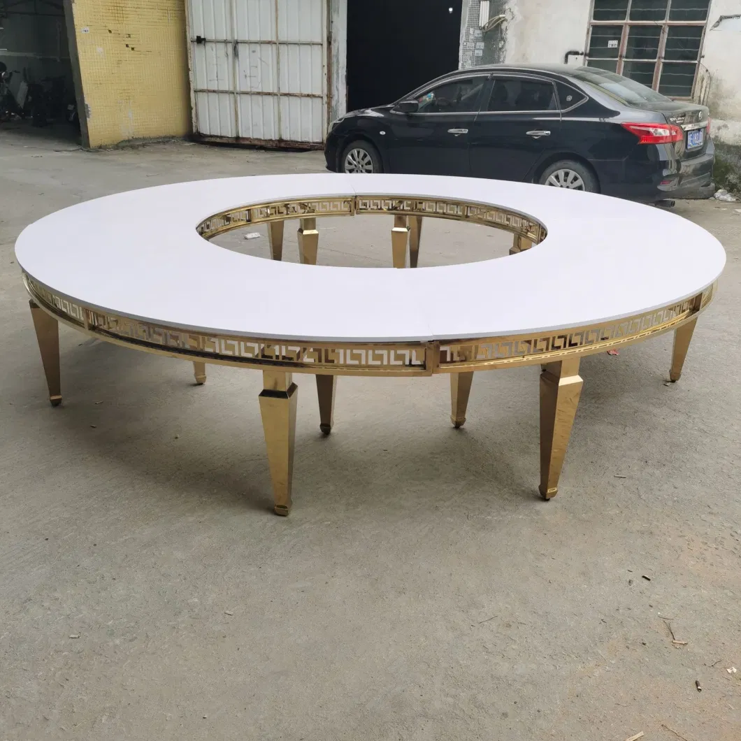 Wedding Events Modern Banquet Table Stainless Steel with Glass Marble Top Dining Table Set