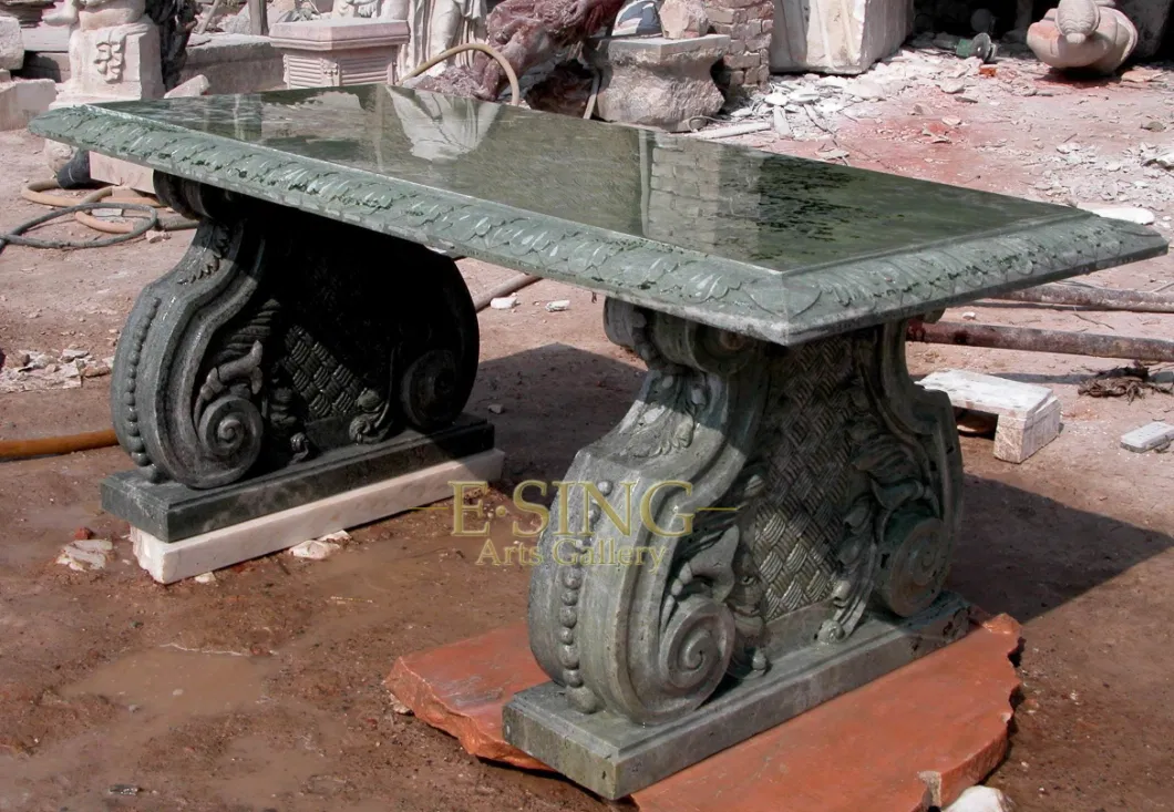 Hand Carved Round Natural Red Marble Table with Flower Carving for Garden