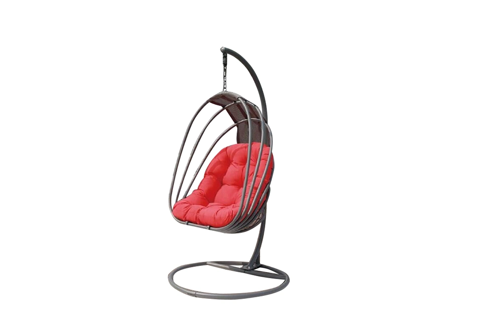 High Quality Steel Sling Hanging Swing Chair with Red Cushions