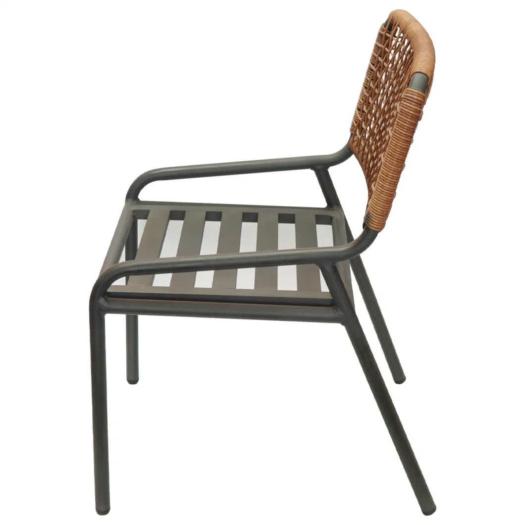 Outdoor Woven Wicker Furniture Cafe Chair Cafe Retro Patio Aluminum Furniture Flower Restaurant Garden Rattan Chair Bistro Set