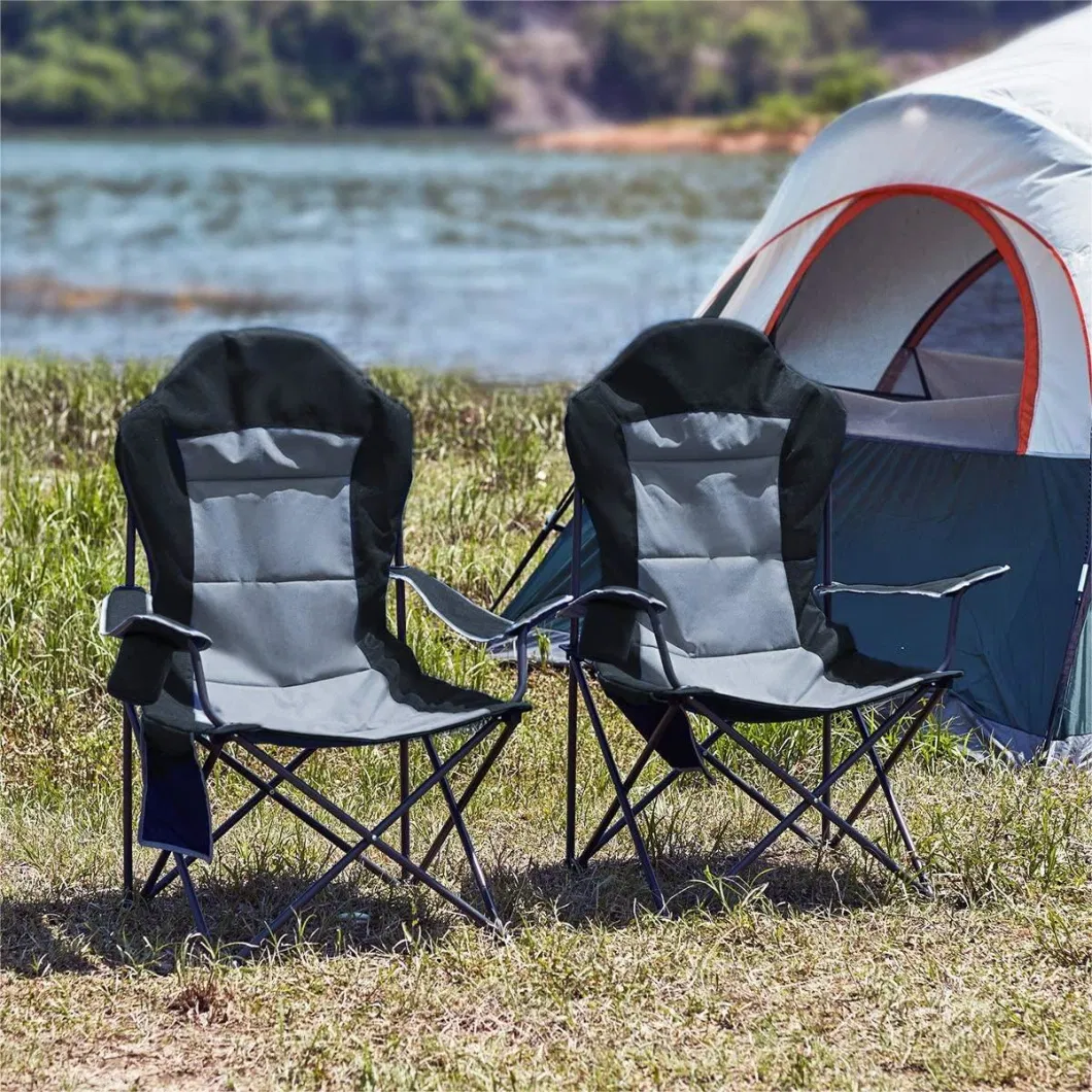 Folding Camping Outside High Back Padded Oversized Sturdy Steel Beach Chairs