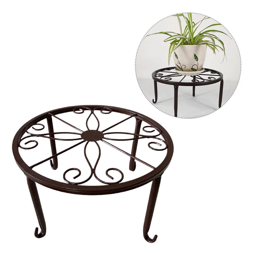 Display Shelf Stool Rustproof Home Decor Table Indoor Outdoor Durable Garden Round Plant Stand Retro Iron Holder Flower Pot