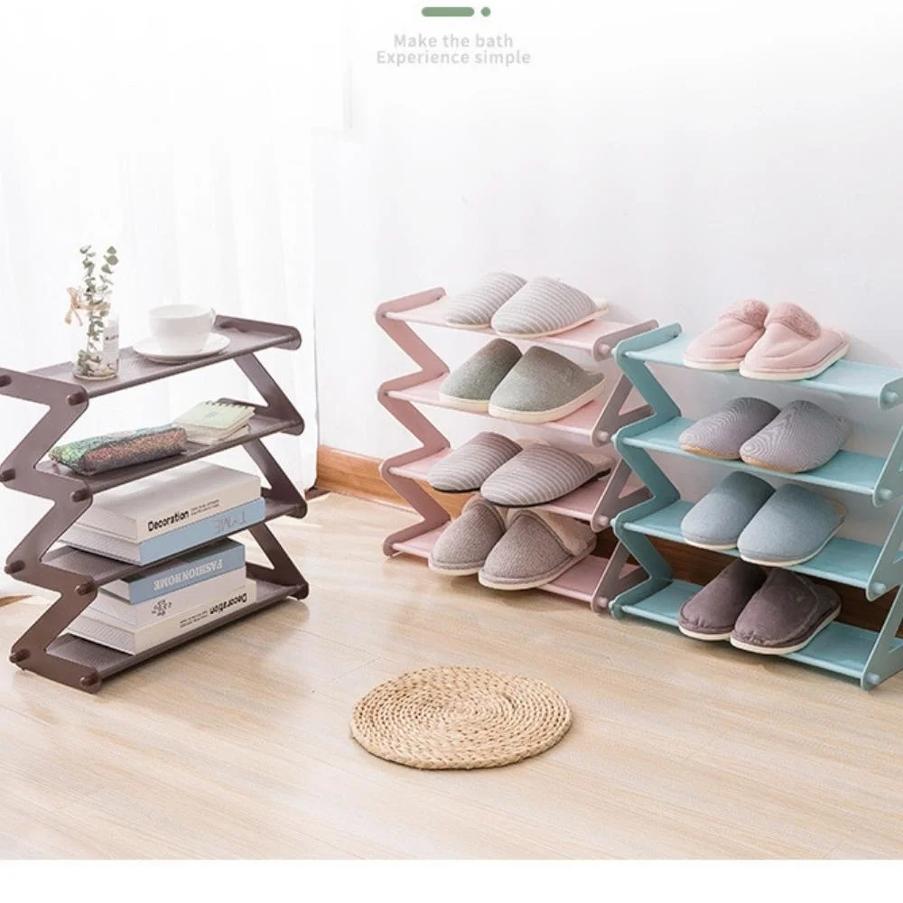 Z Shaped Shoes Rack Multi Tier Shelf Organizer Holder Removable Furniture for Home Bedroom Dormitory Organizer Holders Artifact Ci21305