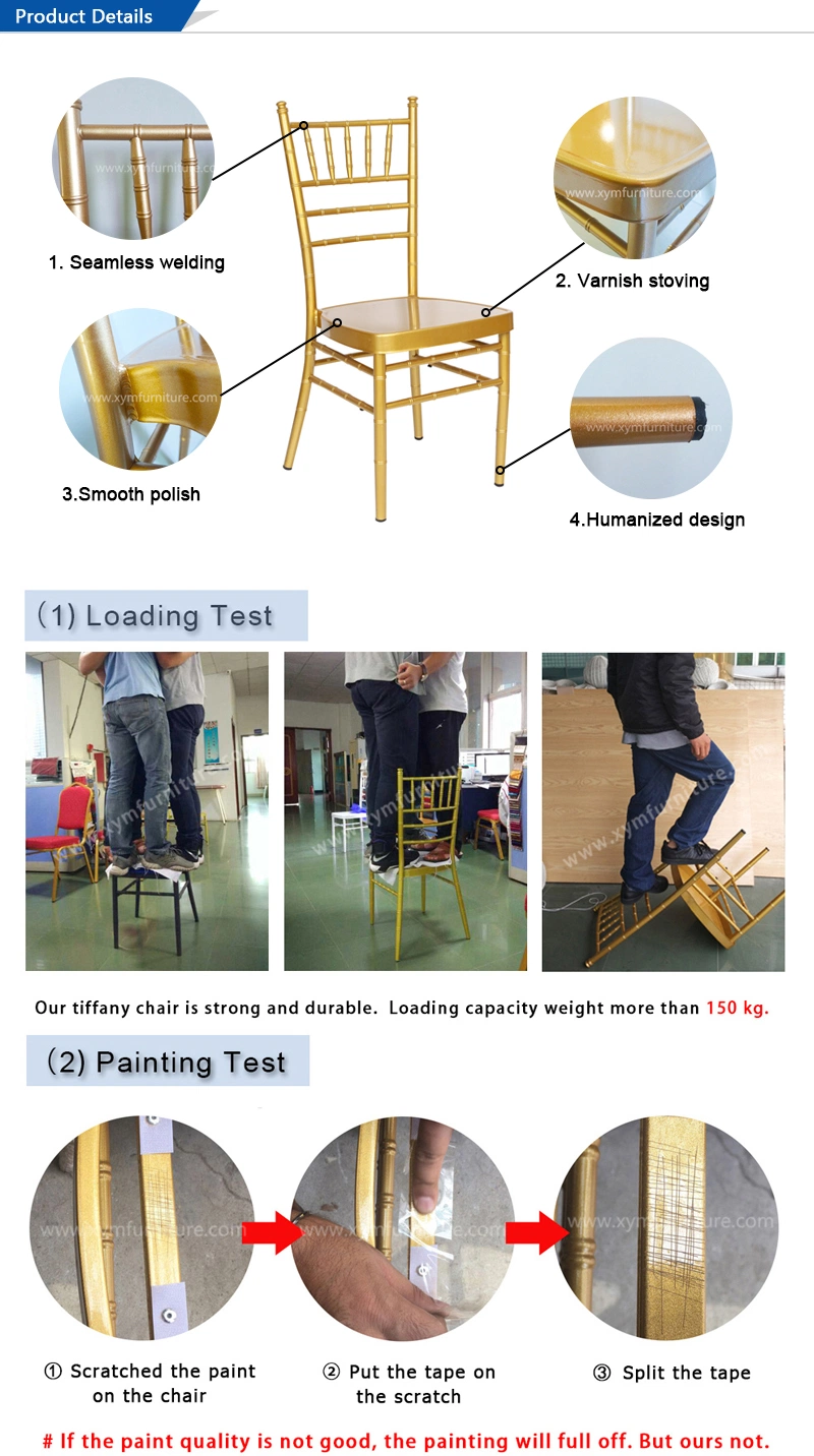 Wholesal Stacking Aluminum Metal Hotel Restaurant Dining Tiffany Wedding Chiavari Chair (XYM-ZJ02) Basic Customization