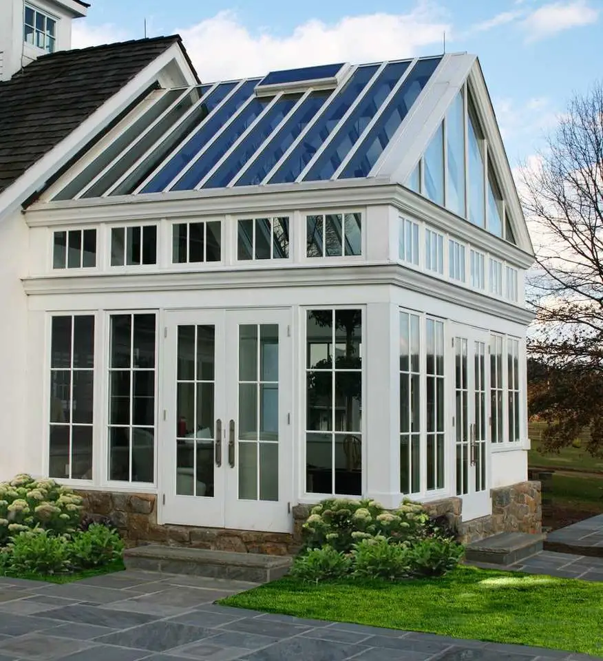 Outdoor Steel Frame Two-Storey Glass House Customized Winter Garden Free Standing Sunroom