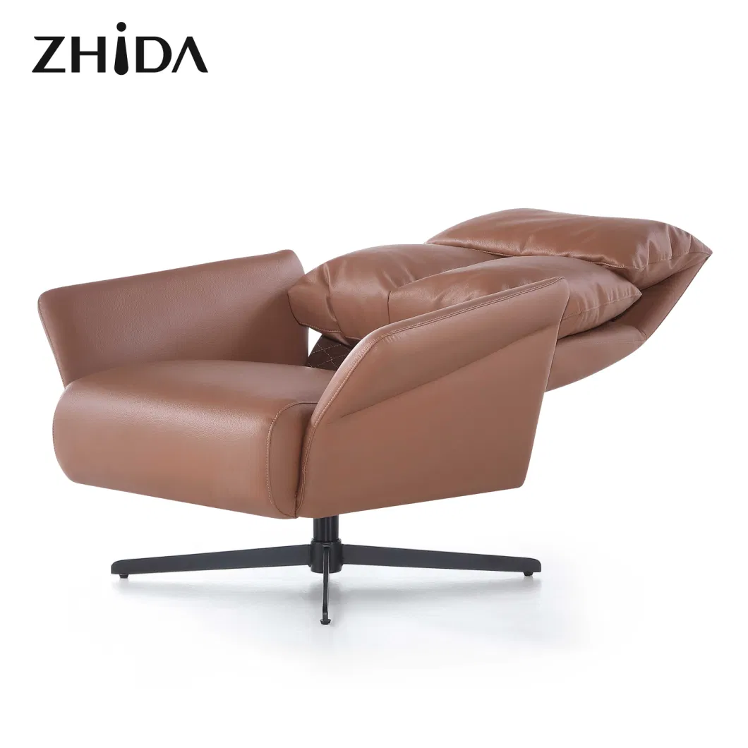 Italian Style Zero Gravity Folding Recliner Chair Leather Swivel Chairs Bedroom Comfort Lounge