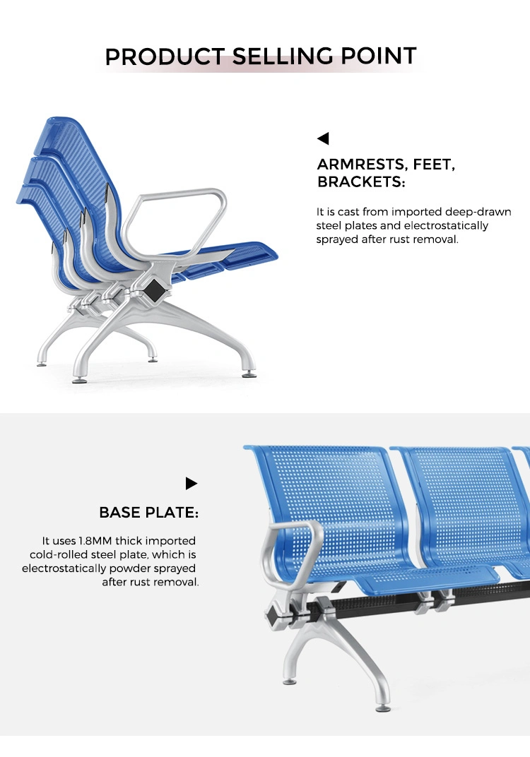 M&W Tandem Padded Clinic Polyurethane Salon Row Chair Office Barber Garden Recliner Lounge Link Chairs