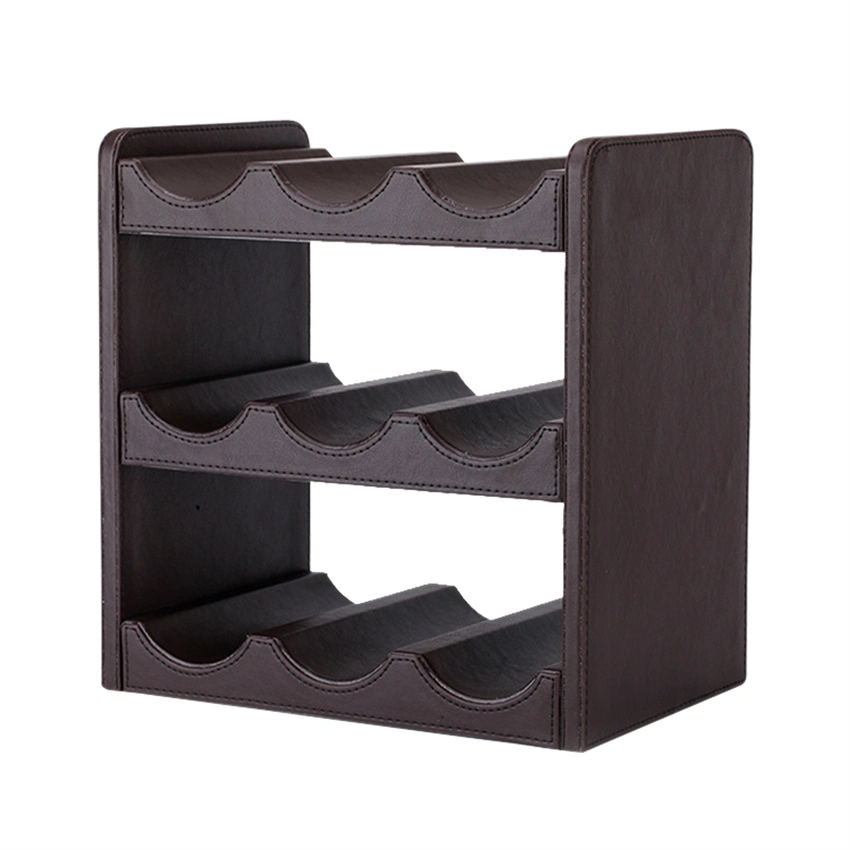 Wholesale Custom Logo High-End Wine Storage Rack Desktop Wine Rack Leather Wine Rack