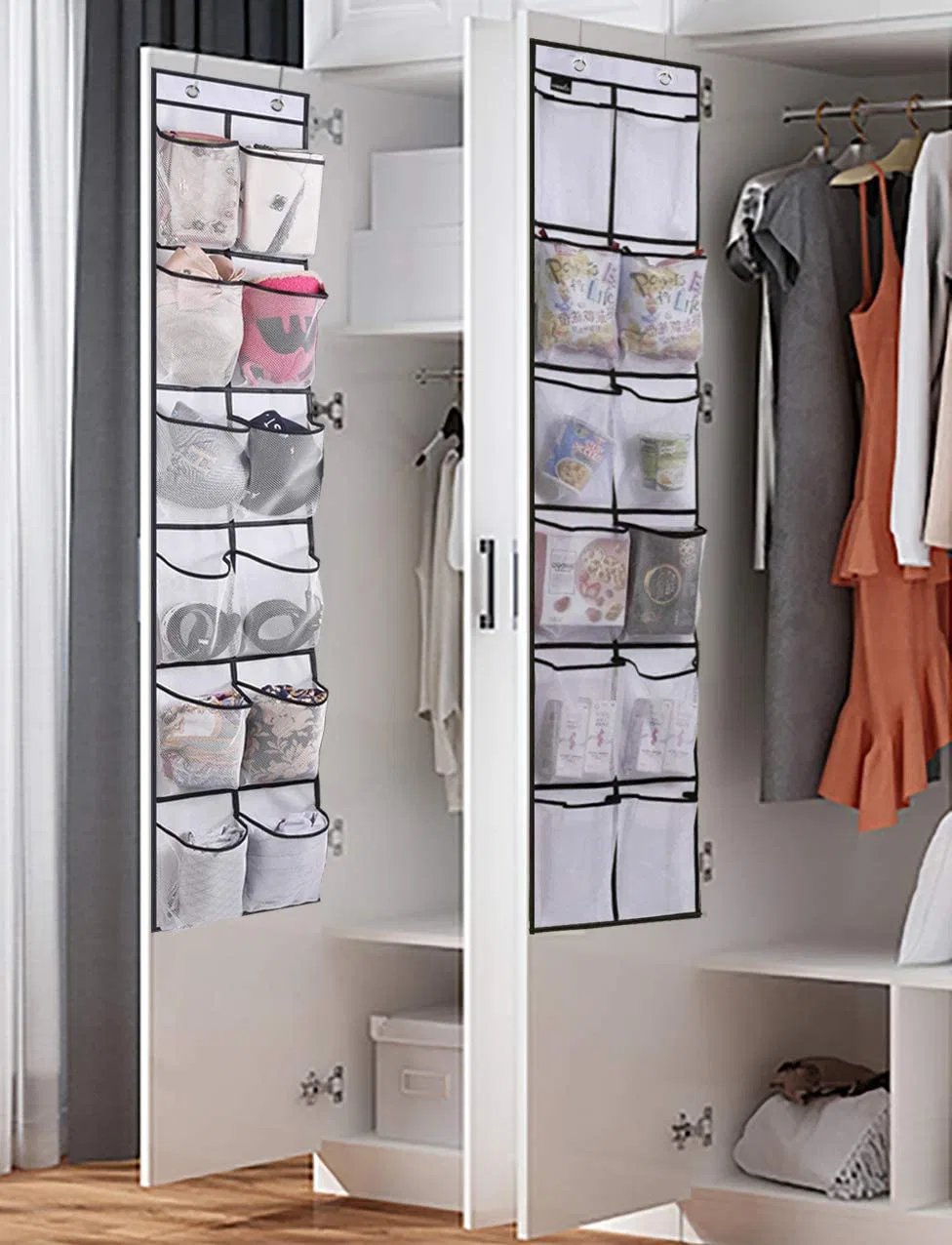 12 Large Mesh Pockets Hanging Narrow Closet Door