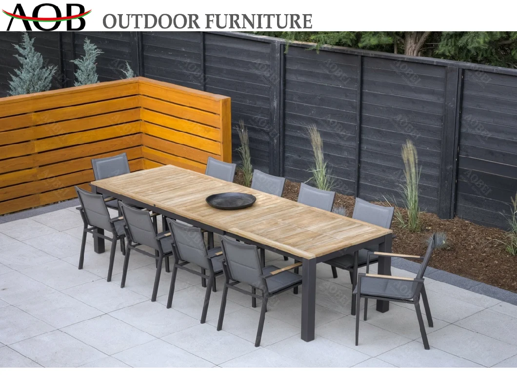 Hotsale Outdoor Garden Furniture Set Rectangular Teak Wood Dining Table Chair