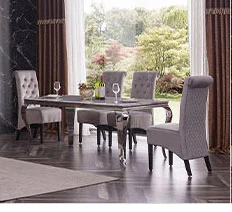 Marble Glass Top Gold Stainless Steel Dining Table Chair Dining Room Set