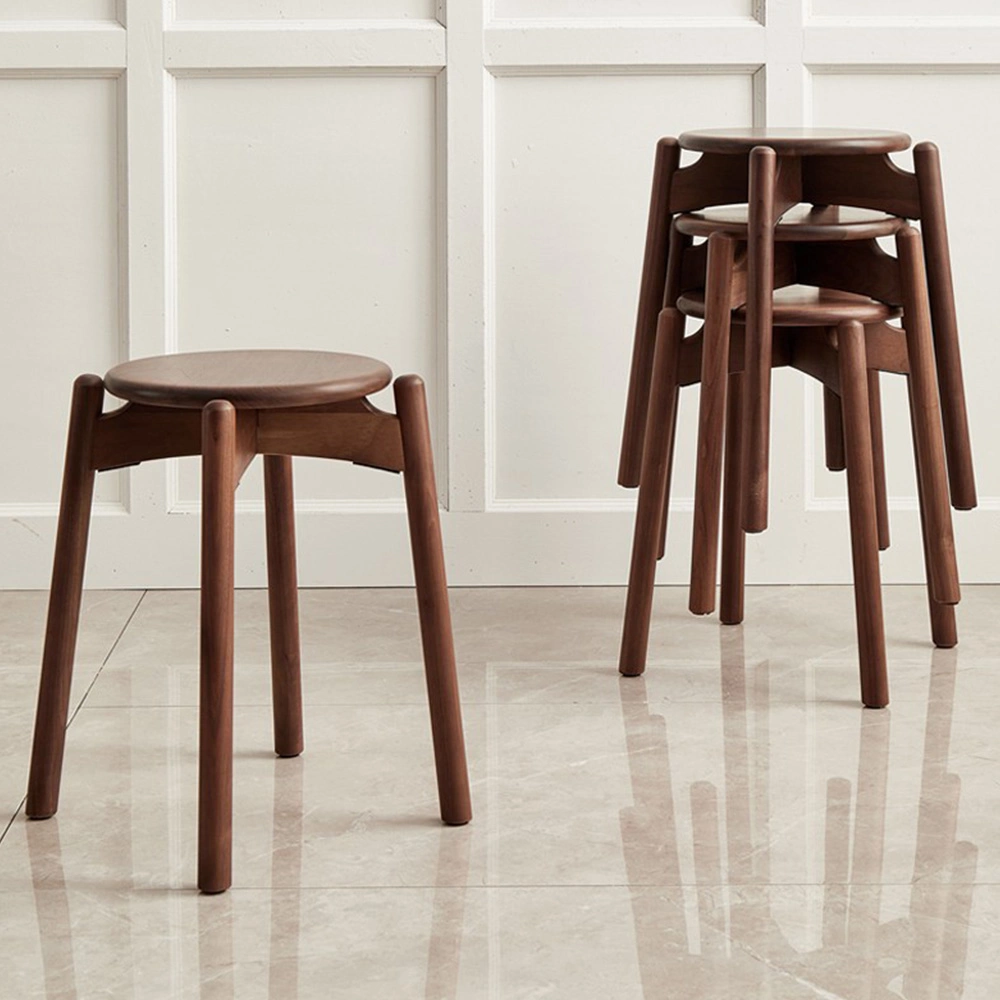 Household Furniture High Quality Bentwood Bar Stools Nordic Simple Leisure Solid Wood Stool Walnut Chair Factory Best Offer