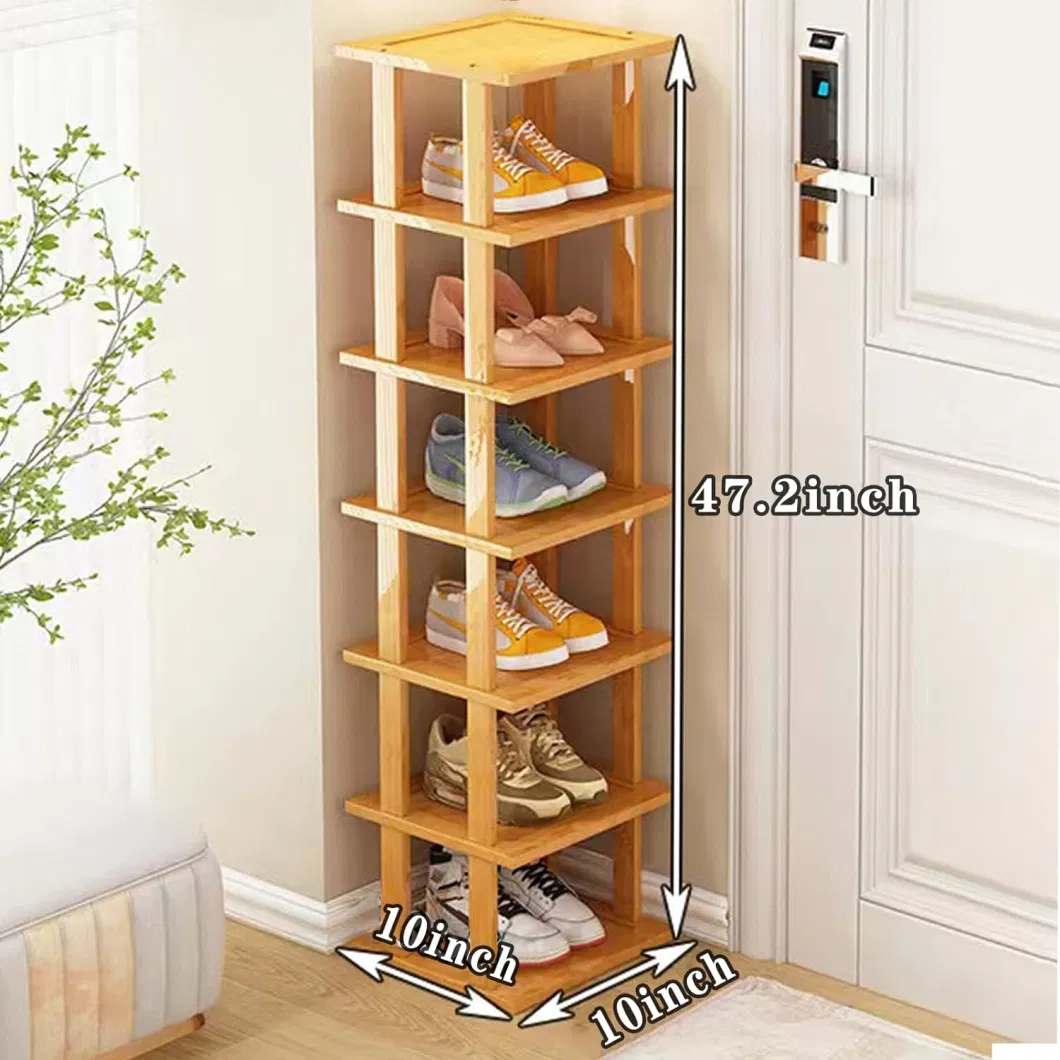 Bamboo Vertical Tall Narrow Closet Entryway Corner Garage and Bedroom Shoe Rack Space Saving Storage