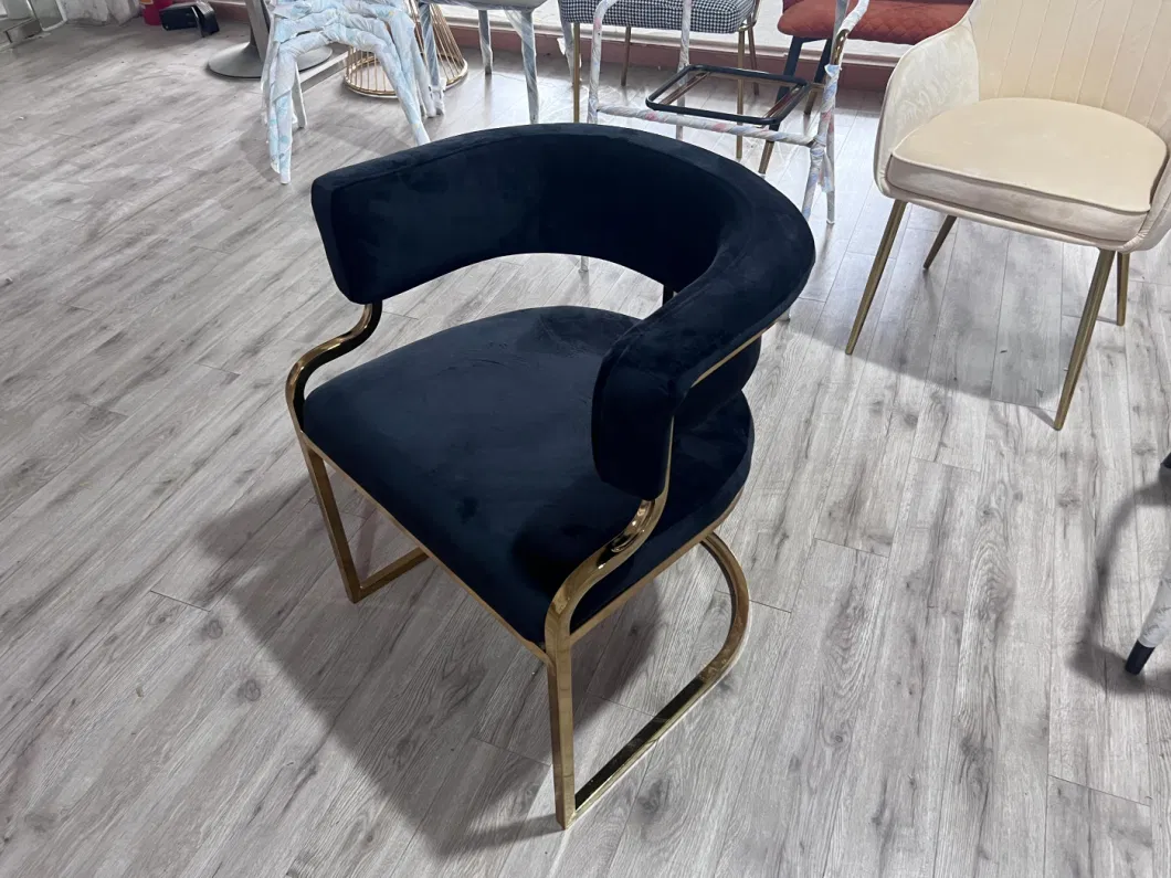 Wholesale Factory Custom Cafe Metal Dine Armchair Modern Furniture Restaurant Chair Velvet Fabric Dining Chairs