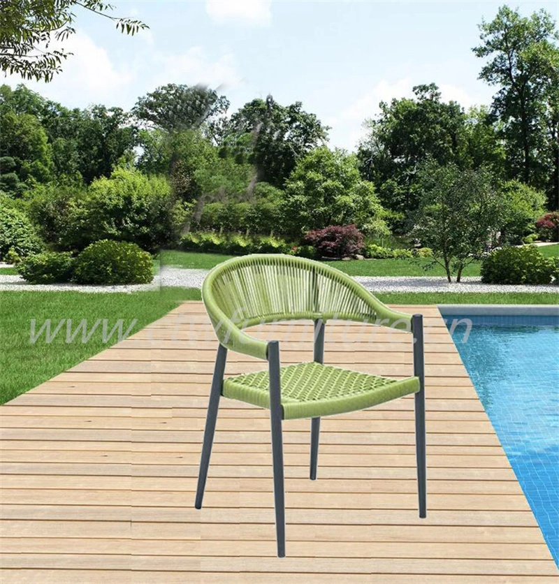 Aluminum Garden Chair Patio Outdoor Furniture Rope Wicker Rattan Dining Chair