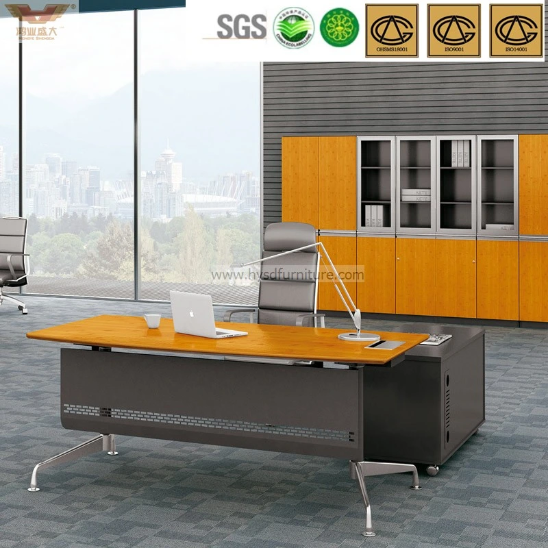 Straight Edge Bright Yellow Bamboo Office Executive Desk (HY-H60-0103)