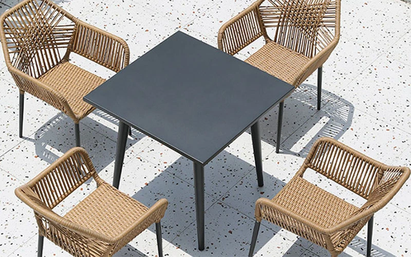 Garden waterproof Durable Rope Wicker Restaurant Dining Villa Outdoor Patio Furniture Tables and Chairs Set