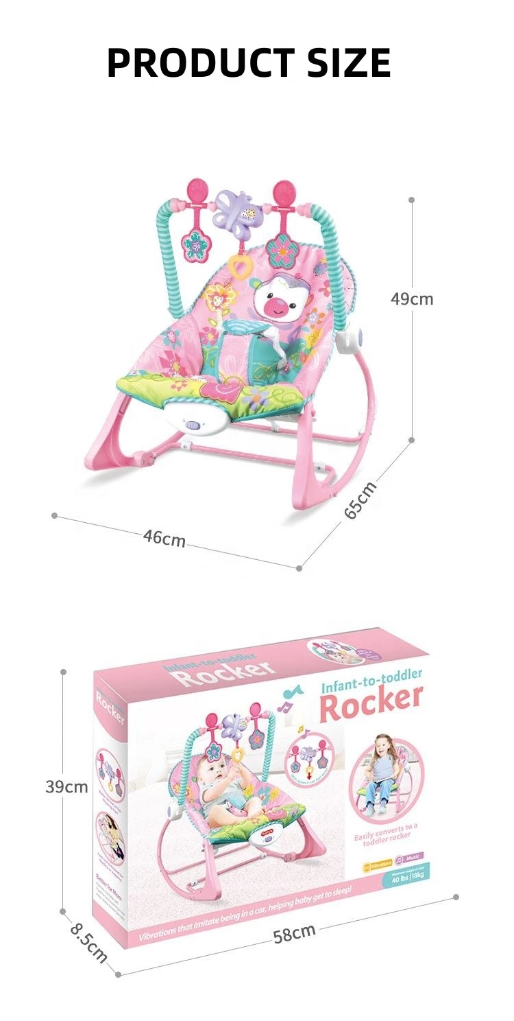 Indoor Home Use Cartoon Infant Sleeping Toy Soothing Baby Bouncer Swing Rocking Chair with Vibrating Music