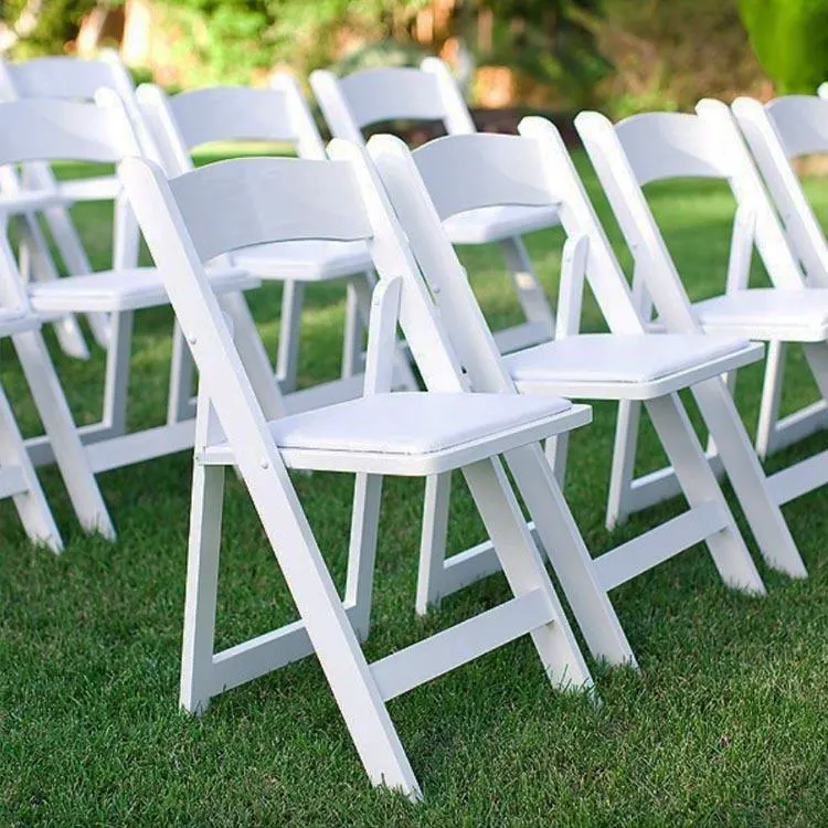 Outdoor Garden Wedding Banquet Hotel Restaurant Party White Resin Plastic Folding Coffee Dining Chair