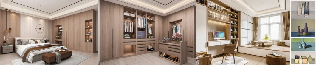 Dressing Room L Shape Customized Luxurious Solid Wood Walk in Closet with Shoes Cabinet