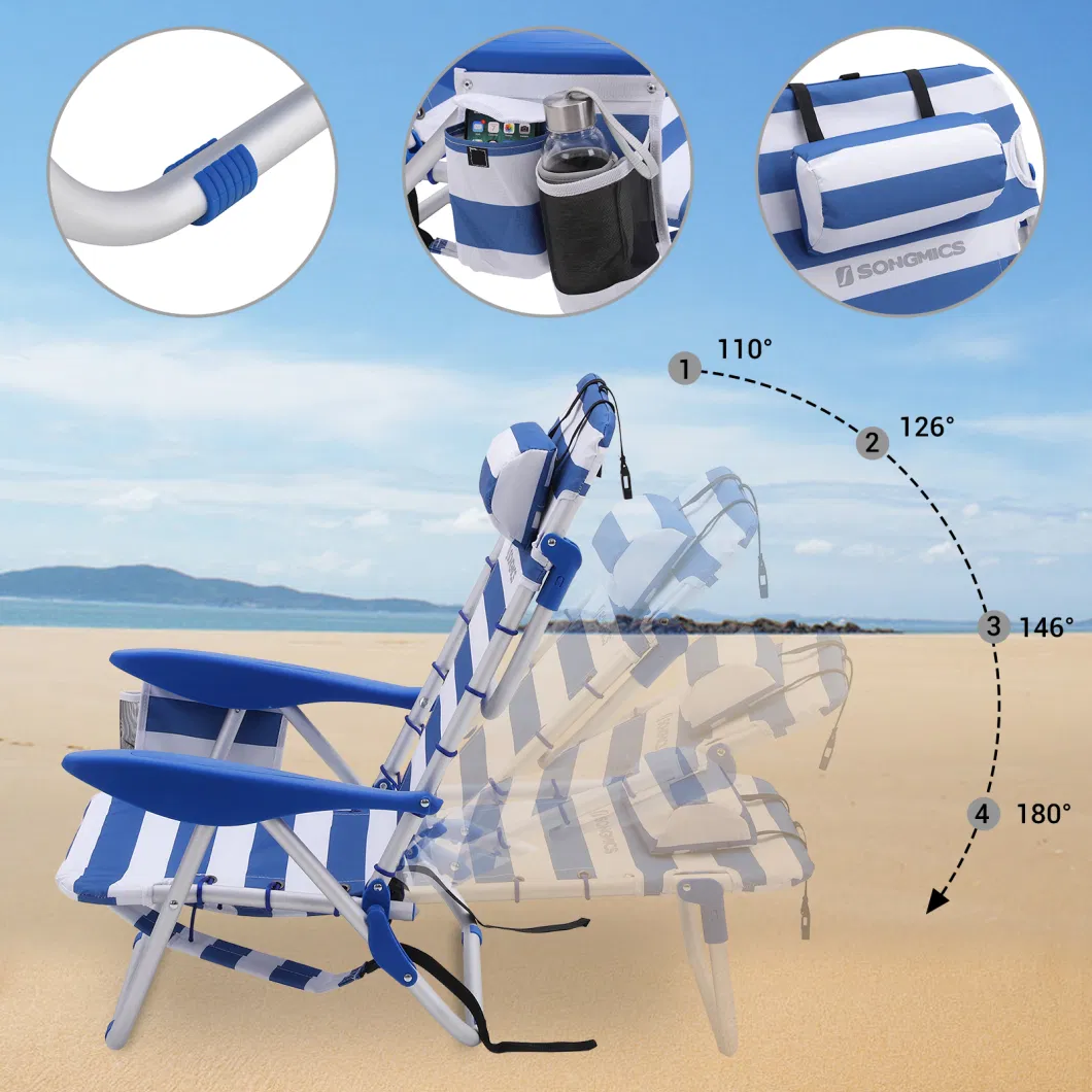 Picnic Double Folding Chair with Removable Umbrella Table Cooler Fold up Beach Camping Chair