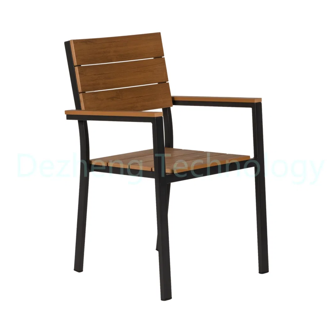 Heavy Duty Balcony Leisure Outdoor Cafe Shop Black Plastic Wood Dining Chair