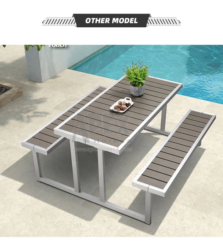 Outdoor Garden Picnic Aluminum Frame Post and Rail Table