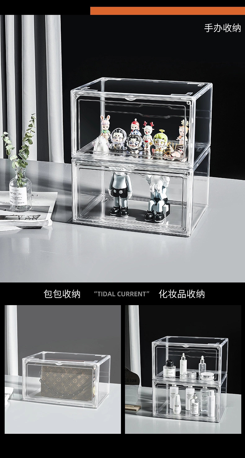 Wholesale Transparent Plastic Sneaker Stackable Shoe Storage Boxes Drop Front Acrylic Drawer