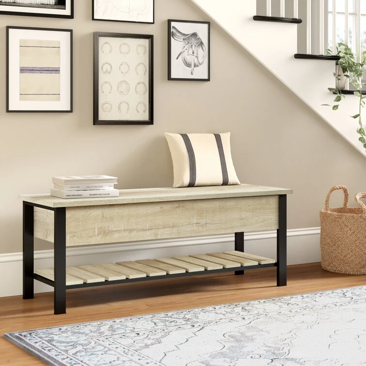 Nova Modern Farmhouse Entryway Open-Top Hallway Organizer Bench Shoe Storage