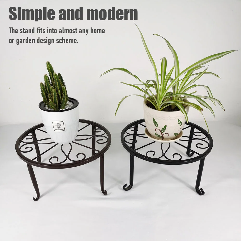 Display Shelf Stool Rustproof Home Decor Table Indoor Outdoor Durable Garden Round Plant Stand Retro Iron Holder Flower Pot