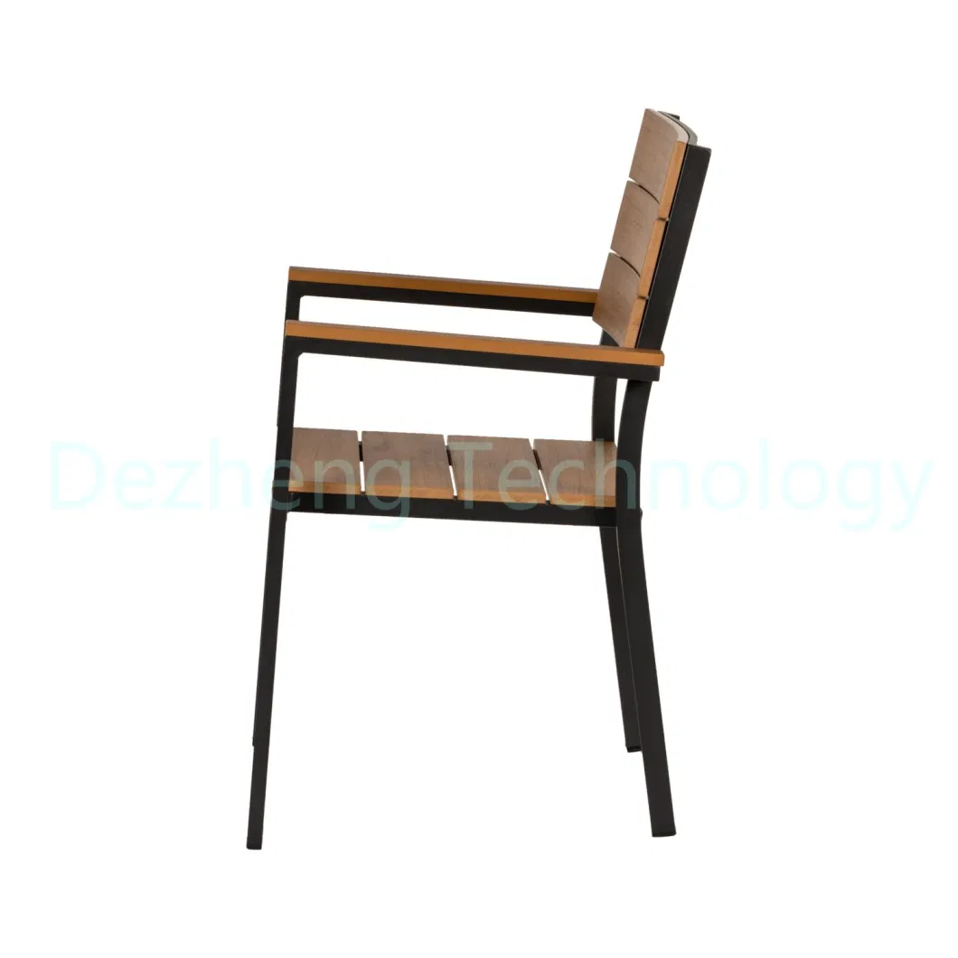 Heavy Duty Balcony Leisure Outdoor Cafe Shop Black Plastic Wood Dining Chair