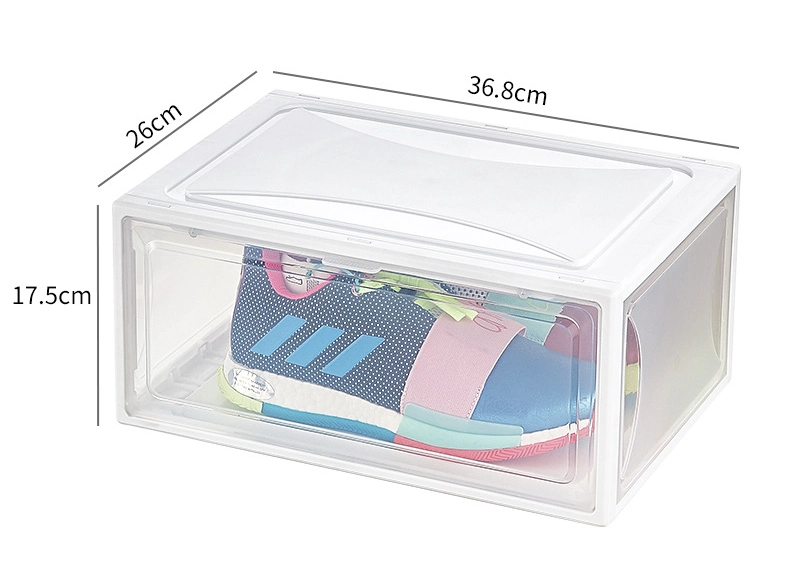 Easy Assembly Large Shoe Boxes Clear Plastic Stackable Shoe Box Storage