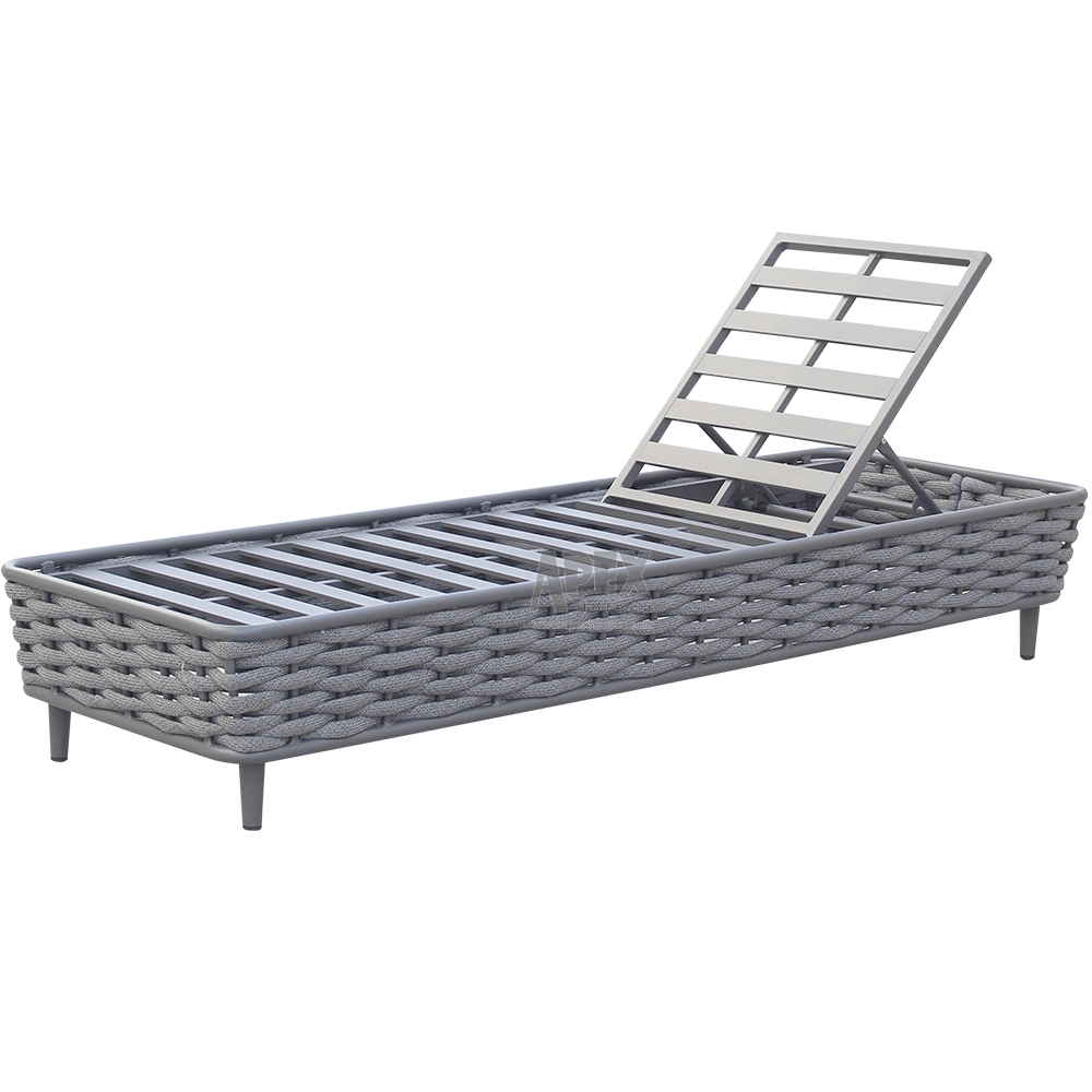 Modern Outdoor Sofa Furniture Beach Aluminum Waterproof Fabric Rope Woven Chaise Lounge