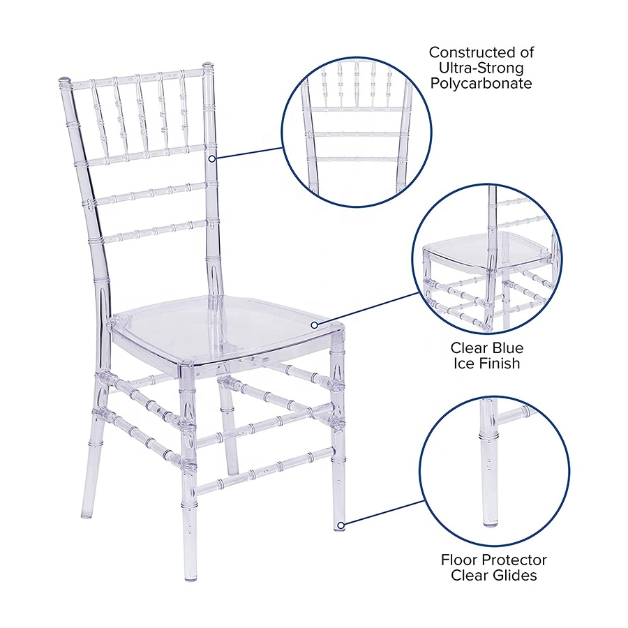 Hot Sale Wedding Banquet Events Plastic Resin Clear Chiavari Tiffany Chairs