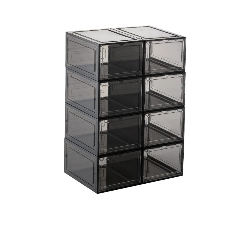 Easy Assembly Large Shoe Boxes Clear Plastic Stackable Shoe Box Storage