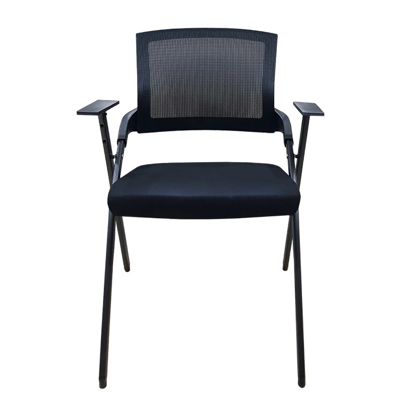 Folding and Stacking Black Mesh Armchairs