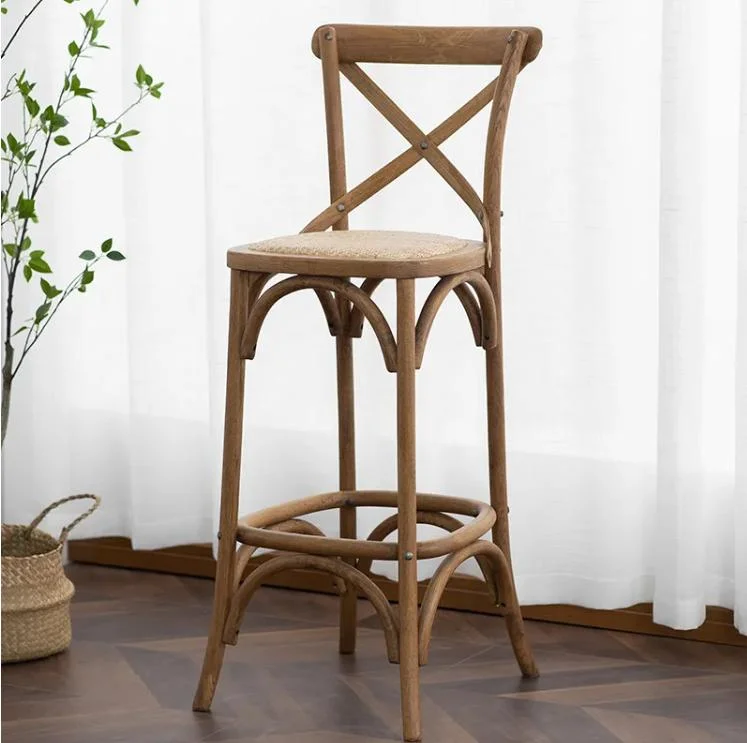 Wholesale Modern Hot Selling Wood Cross Back Bar Rattan Chair (ZG25-002)