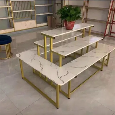  Personalizza il tavolo Retail Display rack Shoe Shop Fitting Store Fixture Ripiano in legno