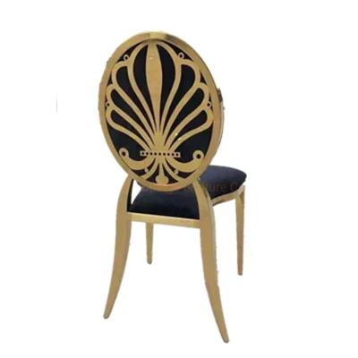  Moderno velluto tessuto Stacking sedia da pranzo Gold per il ricevimento di nozze con Round Back Foshan City Hiving Furniture Co., Ltd