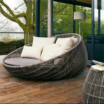  Factory Outlets patio Rattan Garden Furniture Round Rattan divano letto esterno Piscina Spiaggia lettino solare sdraio