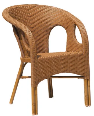  Ristorante con giardino all&prime;aperto dal nuovo design alla moda, ristorante in rattan giallo alluminio Poltrona intrecciata