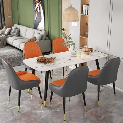  Hotel struttura in metallo Sedie da cucina gamba in metallo pelle PU nera Sedia da pranzo imbottita