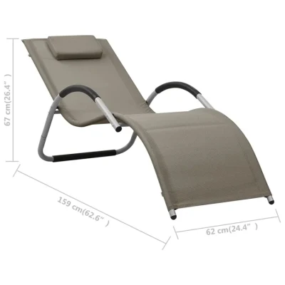  Nuovo lettino in alluminio con braccio a S reclinabile all&prime;aperto patio Chaise lounger