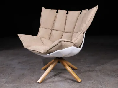  Gambe in legno in fibra di vetro soggiorno girevole Design originale Italia Outdoor Poltrona lounge senza armatura in tessuto Husk