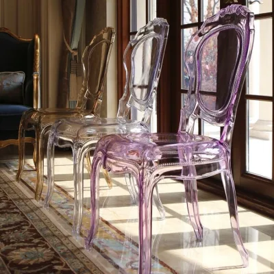 European Single Seaceats transparent Plastic Acrylic Banquet Outdoor Garden impilabile Sedia Belle Ghost Black King Poltrona per matrimoni