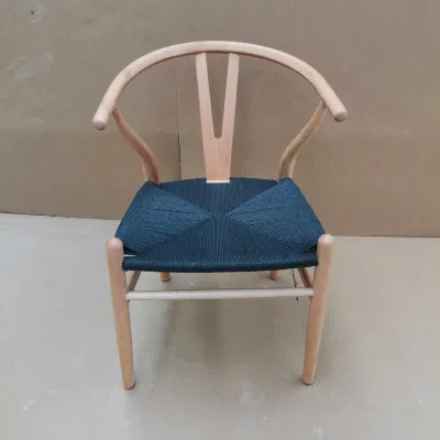  Sedia a lontromba/Y in legno di faggio naturale con corda in carta nera