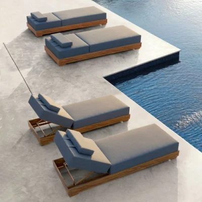 Mobili per esterni in alluminio Giardino a lato piscina sdraio sedia da letto con Ruote