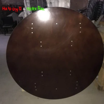  Economico marrone colore esterno rotondo legno compensato pieghevole Giardino tavolo da pranzo
