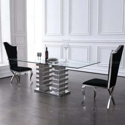  Lussuoso funriture in acciaio inossidabile moderno Folding Ristorante Galss tavoli da pranzo