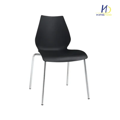  Conferenza Living Office in plastica per pranzo e cena con gamba cromata in metallo nero bianco Sedia della sala riunioni
